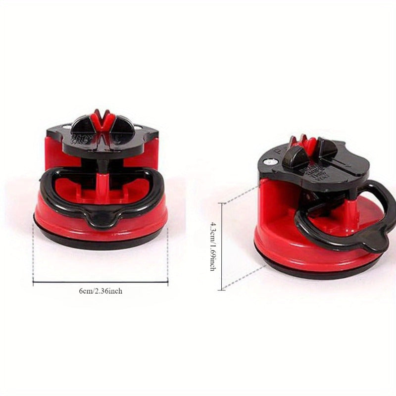 Portable suction cup knife sharpener for quick sharpening of chef's knives and more