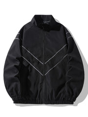 Erkaklar uchun yengil shamol o'tkazmaydigan kurtka, turli geometrik naqshda - Polyester, mashinada yuvish mumkin - Bahor va kuzda ochiq havoda faoliyatlar uchun mukammal