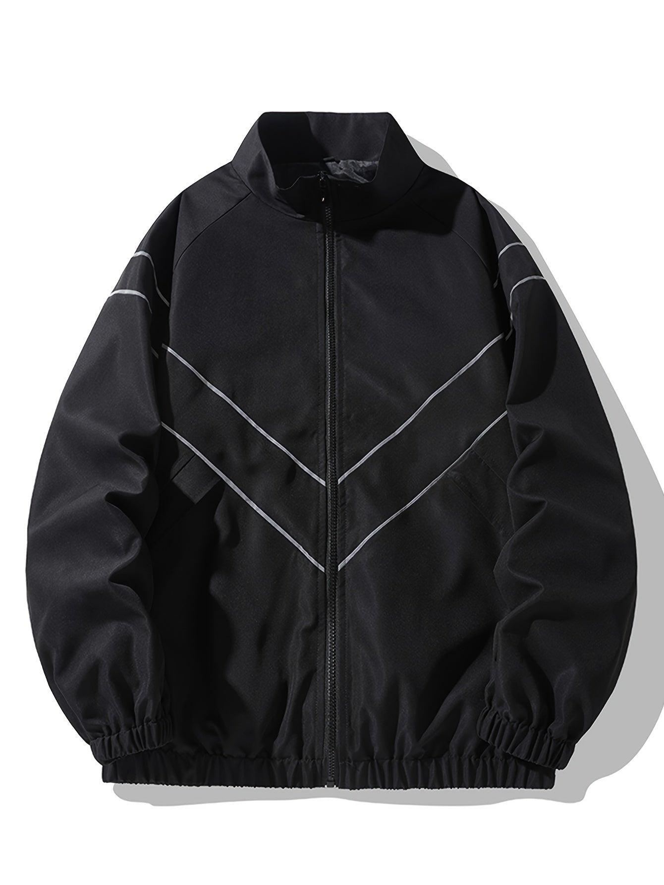 Erkaklar uchun yengil shamol o'tkazmaydigan kurtka, turli geometrik naqshda - Polyester, mashinada yuvish mumkin - Bahor va kuzda ochiq havoda faoliyatlar uchun mukammal