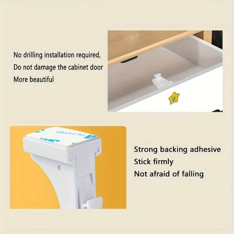 Set of 4 Magnetic Child Safety Locks for Cabinets and Drawers with Adhesive and Keychain