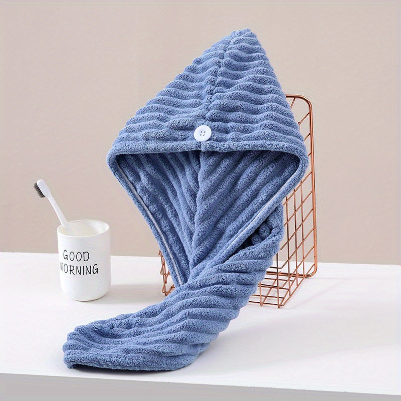 Women’s Quick-Dry Hair Towel Wrap Ultra-Absorbent Coral Fleece Double-Layer Polyester