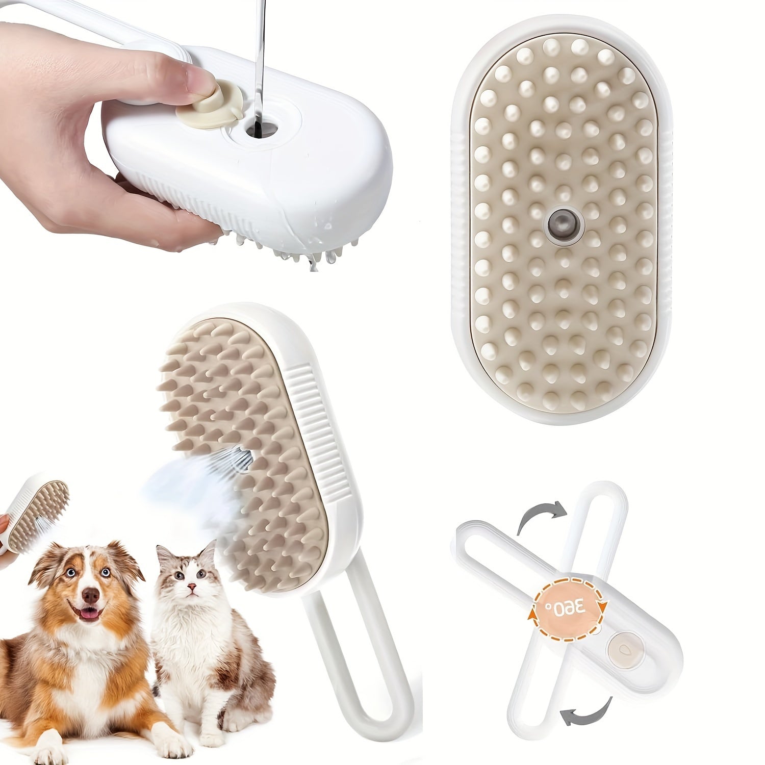 3-in-1 Pet Grooming Tool with Steam Brush, Spray, Hair Removal for Cats and Dogs