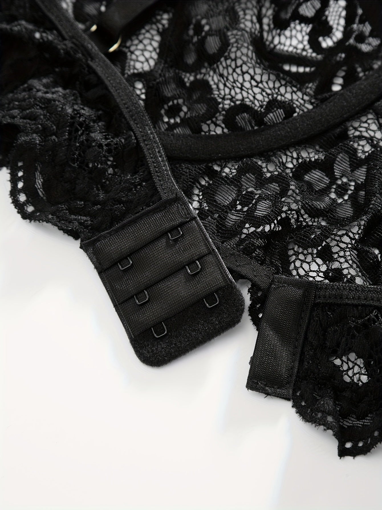 Plus Size Lace Lingerie Set Floral Semi Sheer Bra and Panty