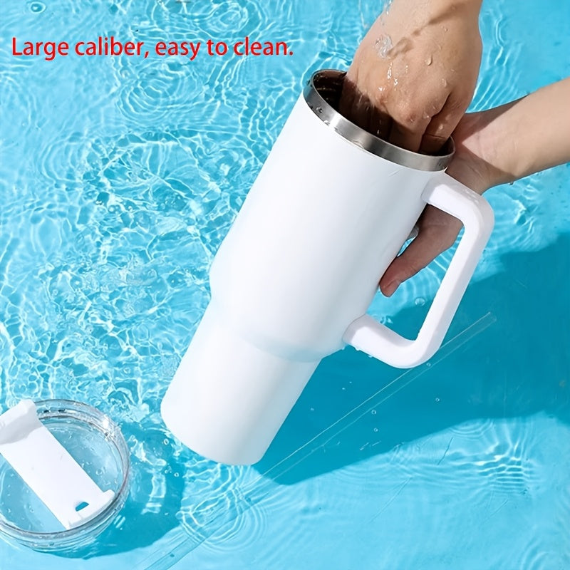 Vaso aislante de acero inoxidable con asa y pajilla para bebidas calientes y frías 20oz