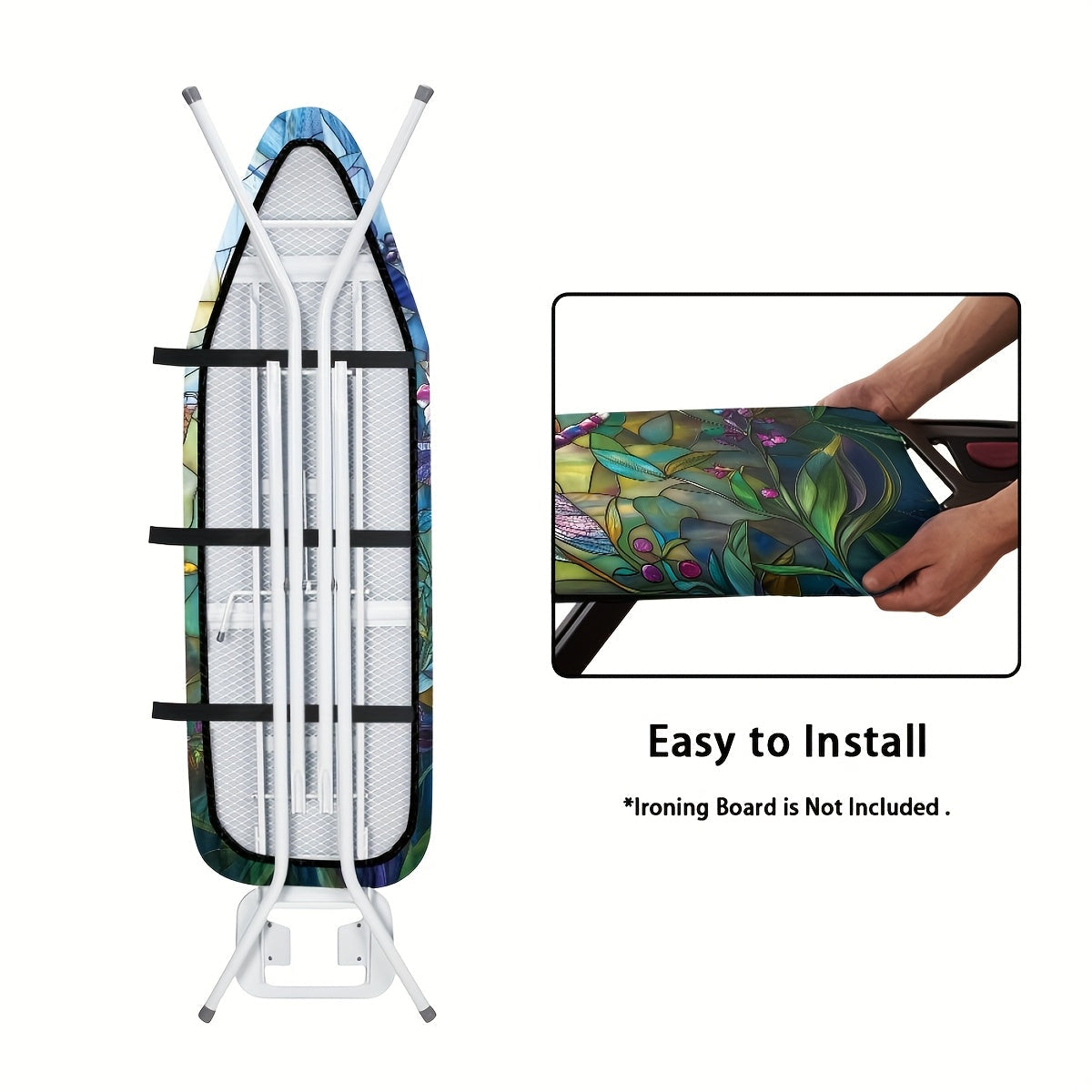 Vintage Art Dragonfly Sunflower Ironing Board Dust Cover Heat-Resistant Elastic Drawstring