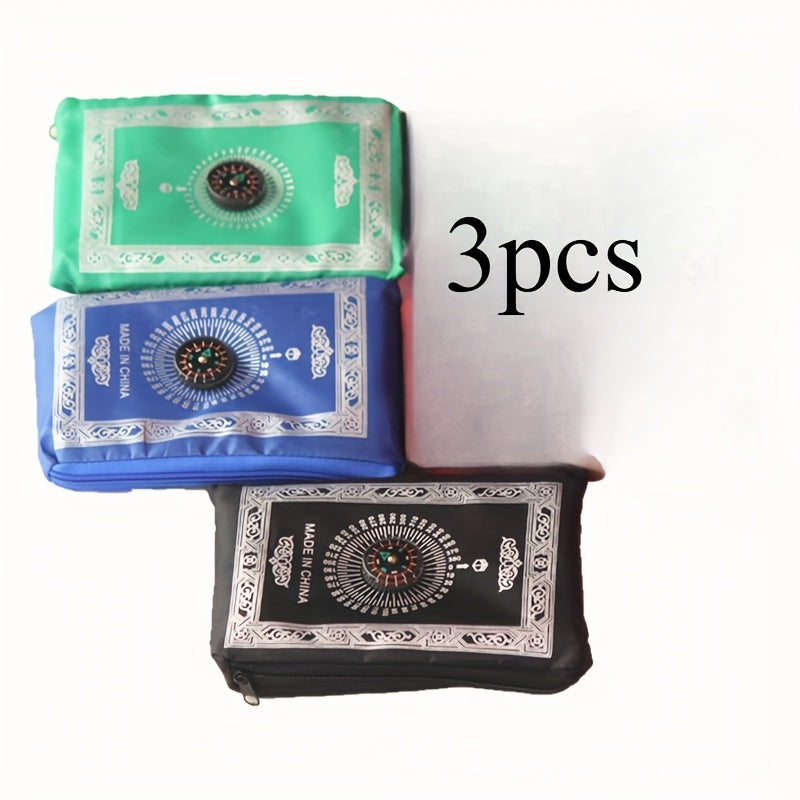 Waterproof Travel Prayer Mat for Muslims, Machine Washable, Black or Green