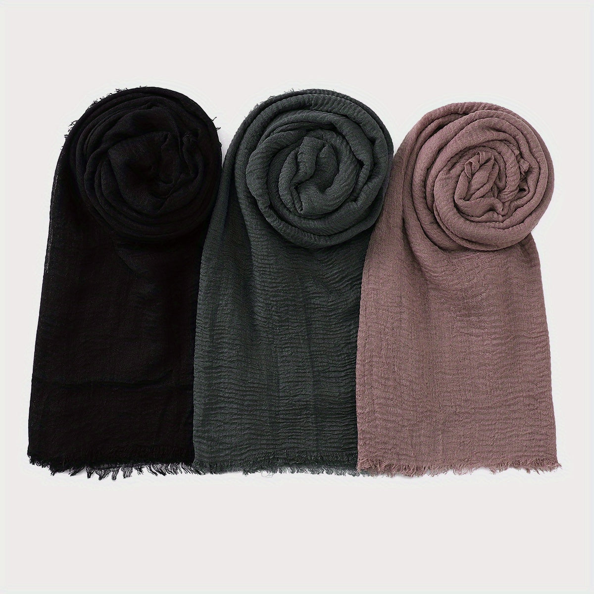 3 ta minimalistik pufli pleatli hijablar to'liq ranglar nafas oladigan kundalik sharflar
