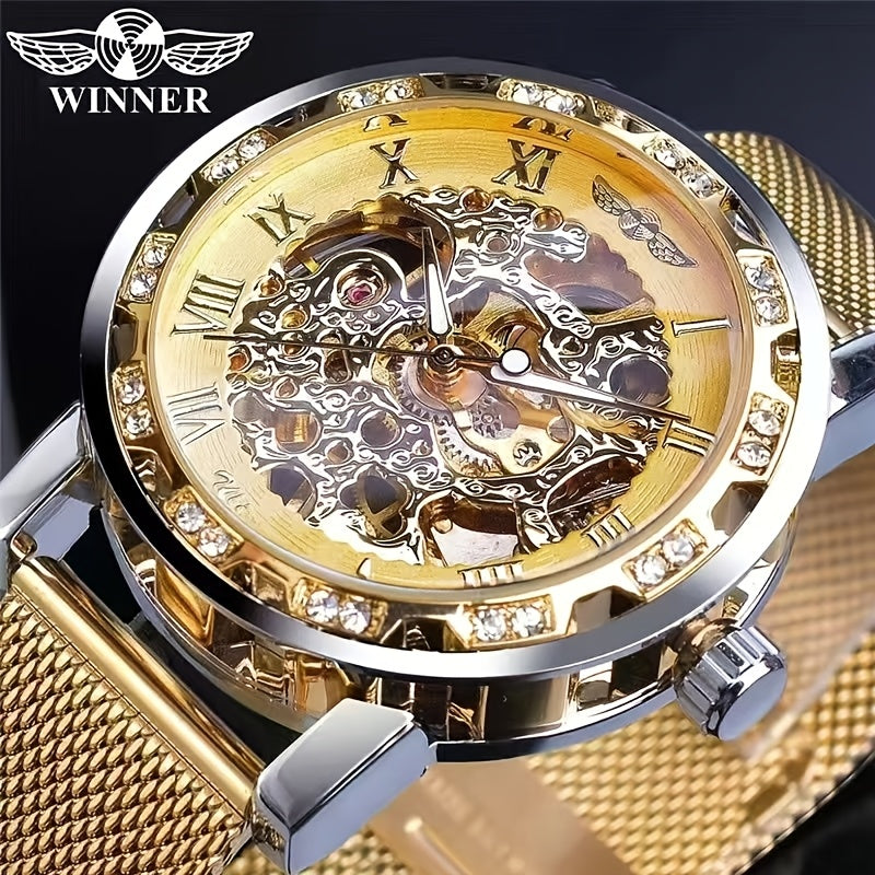 Men's Mechanical Watch Hollow Design Stainless Steel Alloy Casual Luxury Fashion Watch