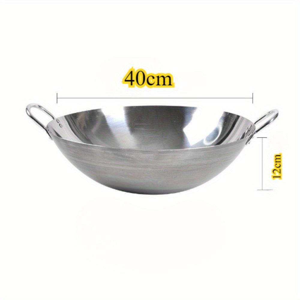 40 см нержавеющая сталь Вок с двойными ручками для коммерческого и домашнего использования