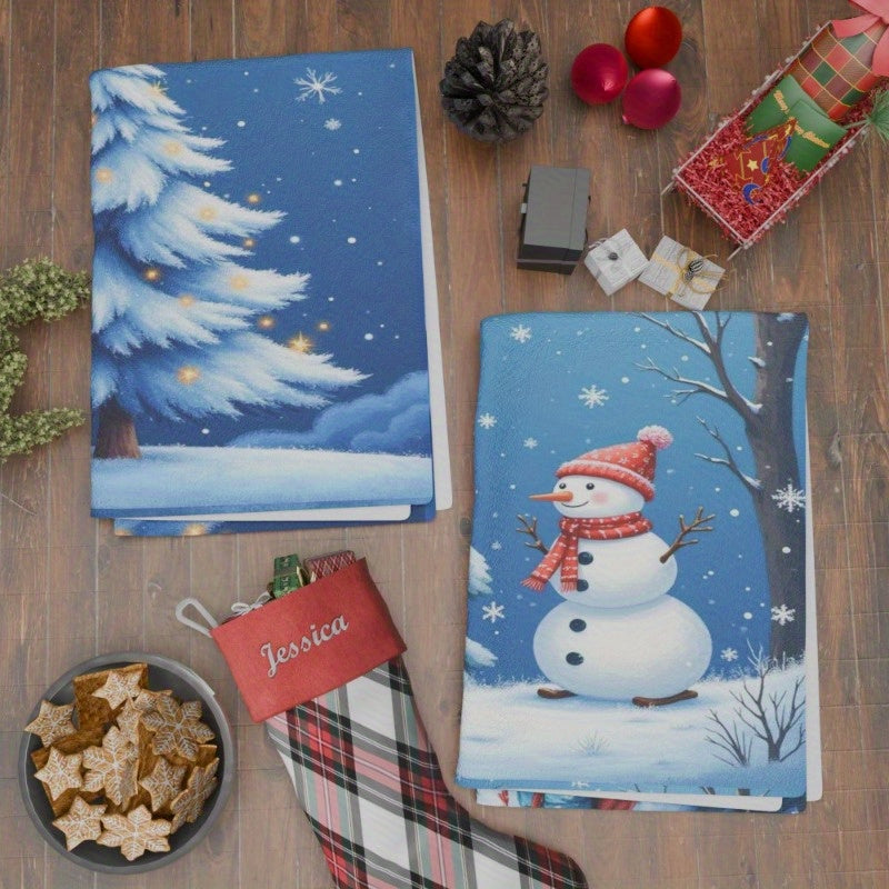 Set of 2 Christmas Winter Kitchen Towels 45.72x66.04 cm Snowflake Decor
