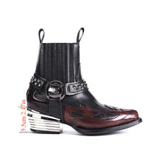 Women's Western Cowboy Boots Leather Slip-On Pointed Toe Chunky Heel