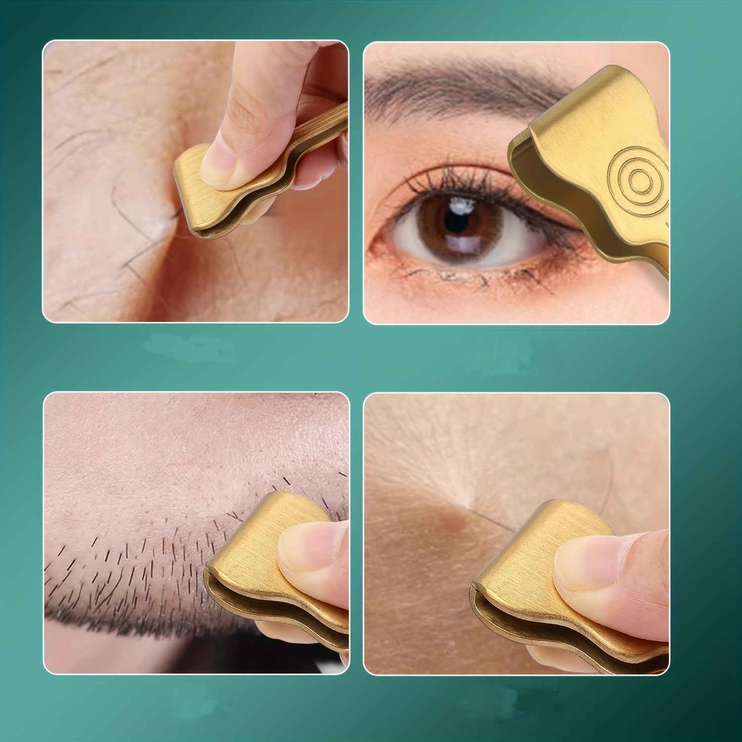 Pinzas de acero inoxidable unisex de oro para depilación de precisión y cuidado personal