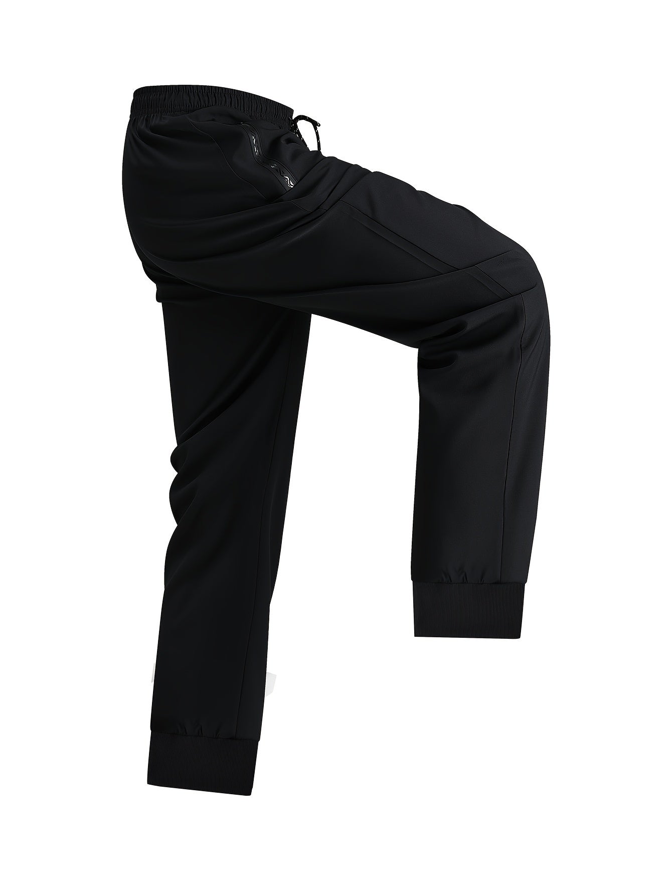 Men's Tapered Joggers Solid Color Polyester Blend Zipper Casual Spring Fall