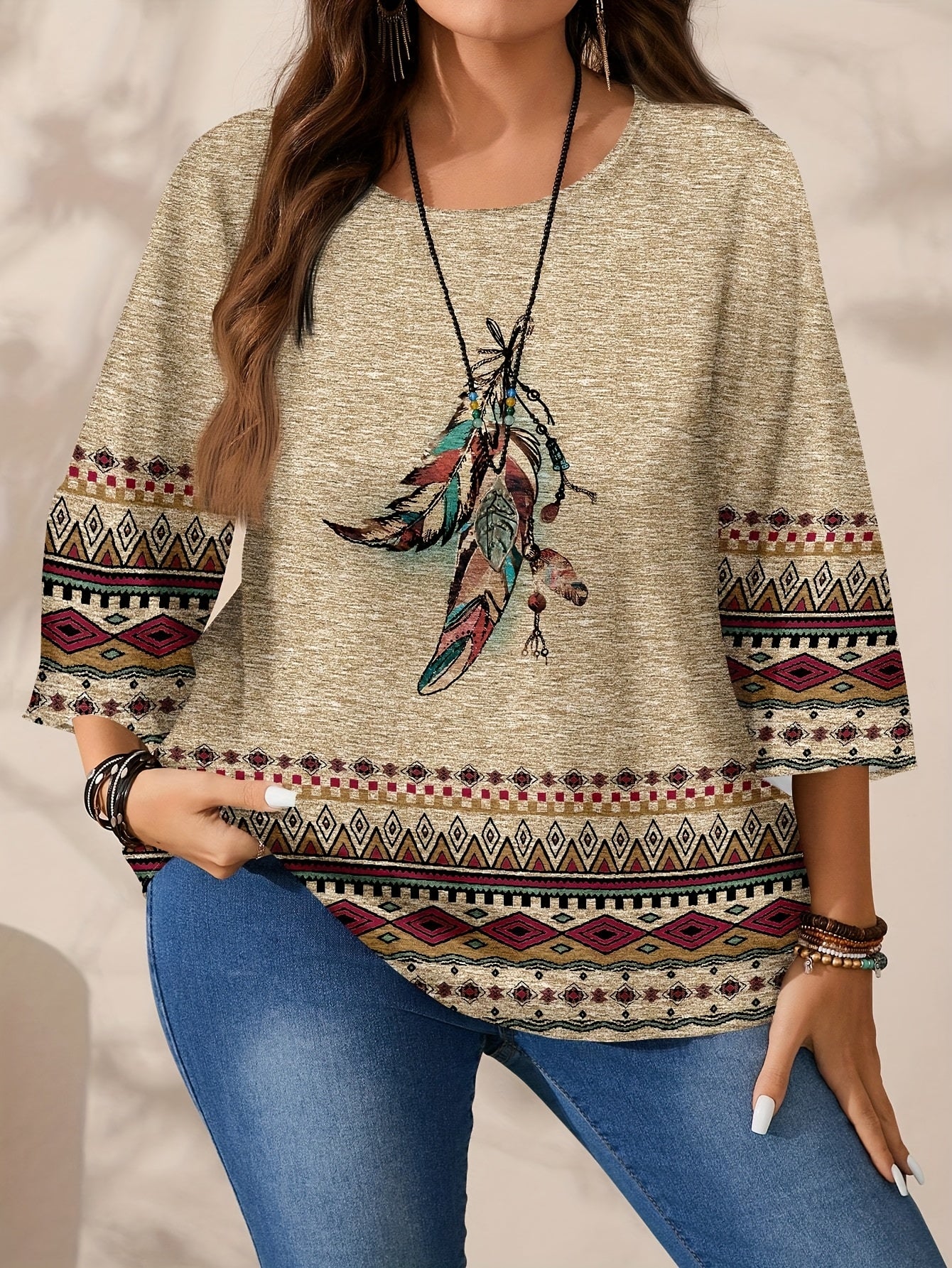 Plus Size Women's Floral Print Blouse Short Sleeve Lightweight Polyester