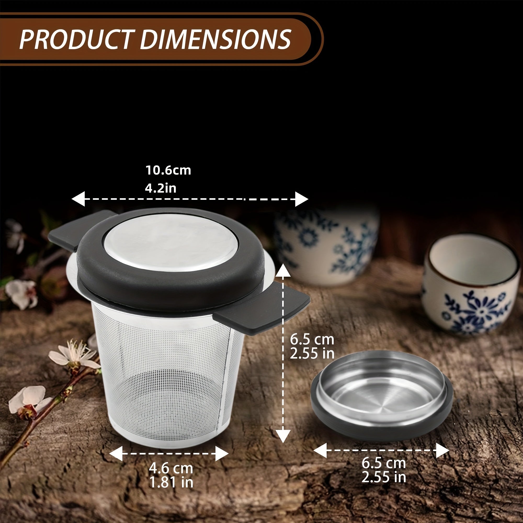 Ситечко для чая из нержавеющей стали с силиконовой ручкой - Идеально подходит для листового чая - Идеально подходит для офиса, кемпинга, столовой - Можно мыть в посудомоечной машине, имеет конструкцию с подвесной чашкой - Термостойкое