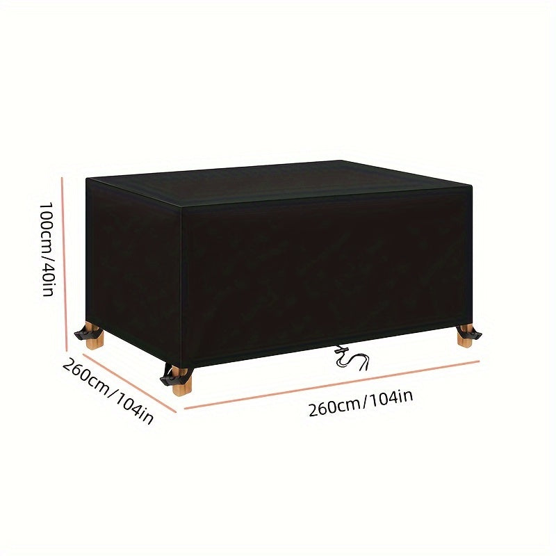 600D Oxford Fabric Waterproof Patio Furniture Cover for Rectangular Tables and Couches Black All-Season Weatherproof