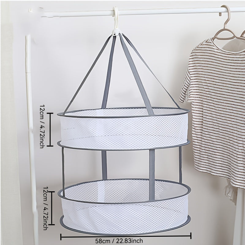 Estante de secado de malla de doble capa plegable para ropa interior, calcetines y suéteres, bandeja portátil para viajes