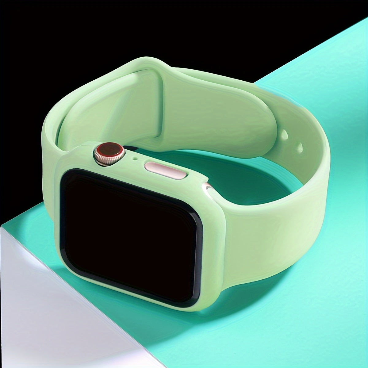 Silicone Watch Strap and Tempered Glass Case Set for Men Women Compatible with Apple Watch Series 38mm 40mm 41mm 42mm 44mm 45mm 49mm