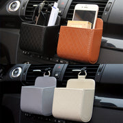Bolsa organizadora para rejilla de ventilación del coche, de cuero PU, soporte de almacenamiento multifuncional