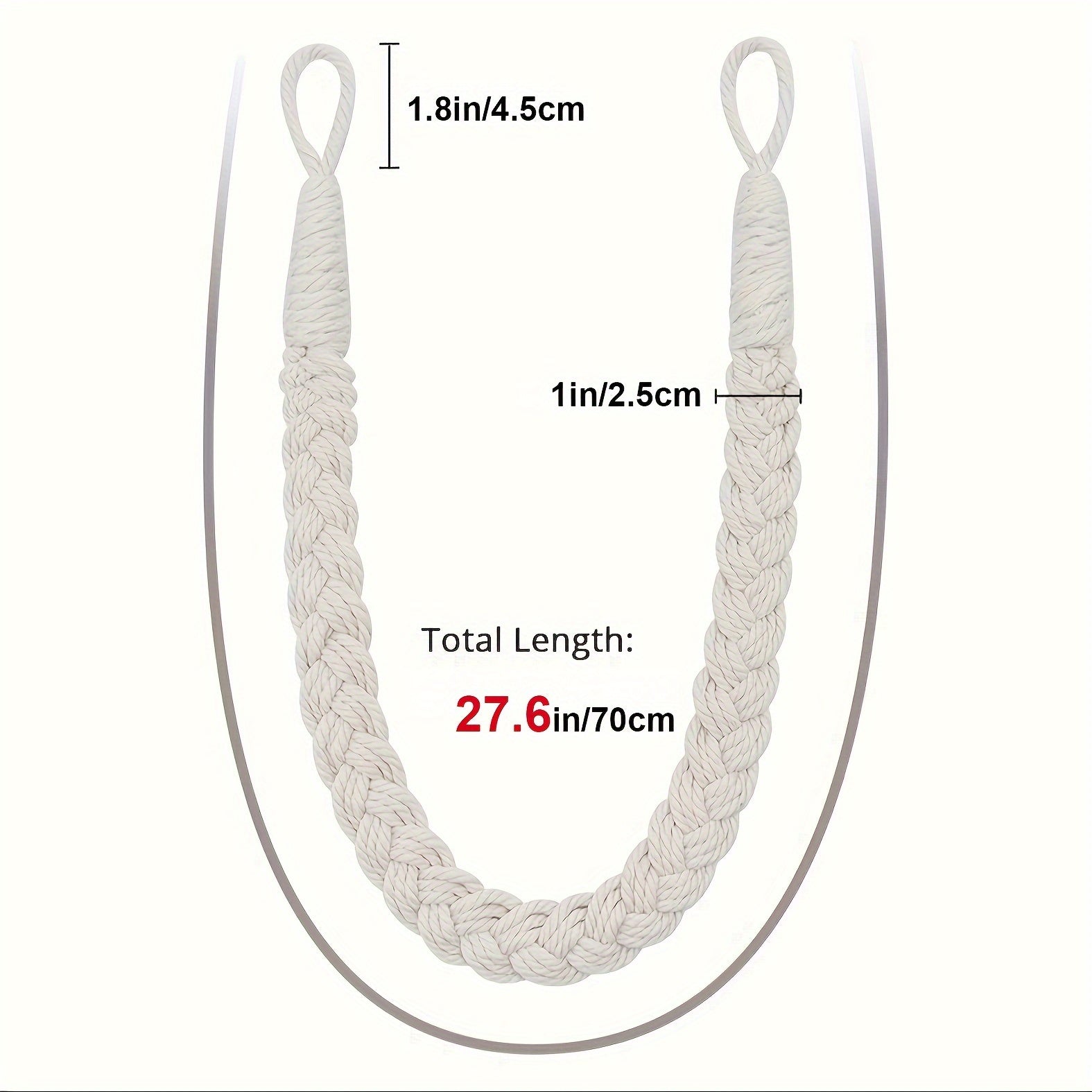 Juego de dos sujetadores de cortina de cuerda tejida a mano estilo bohemio con ganchos de metal
