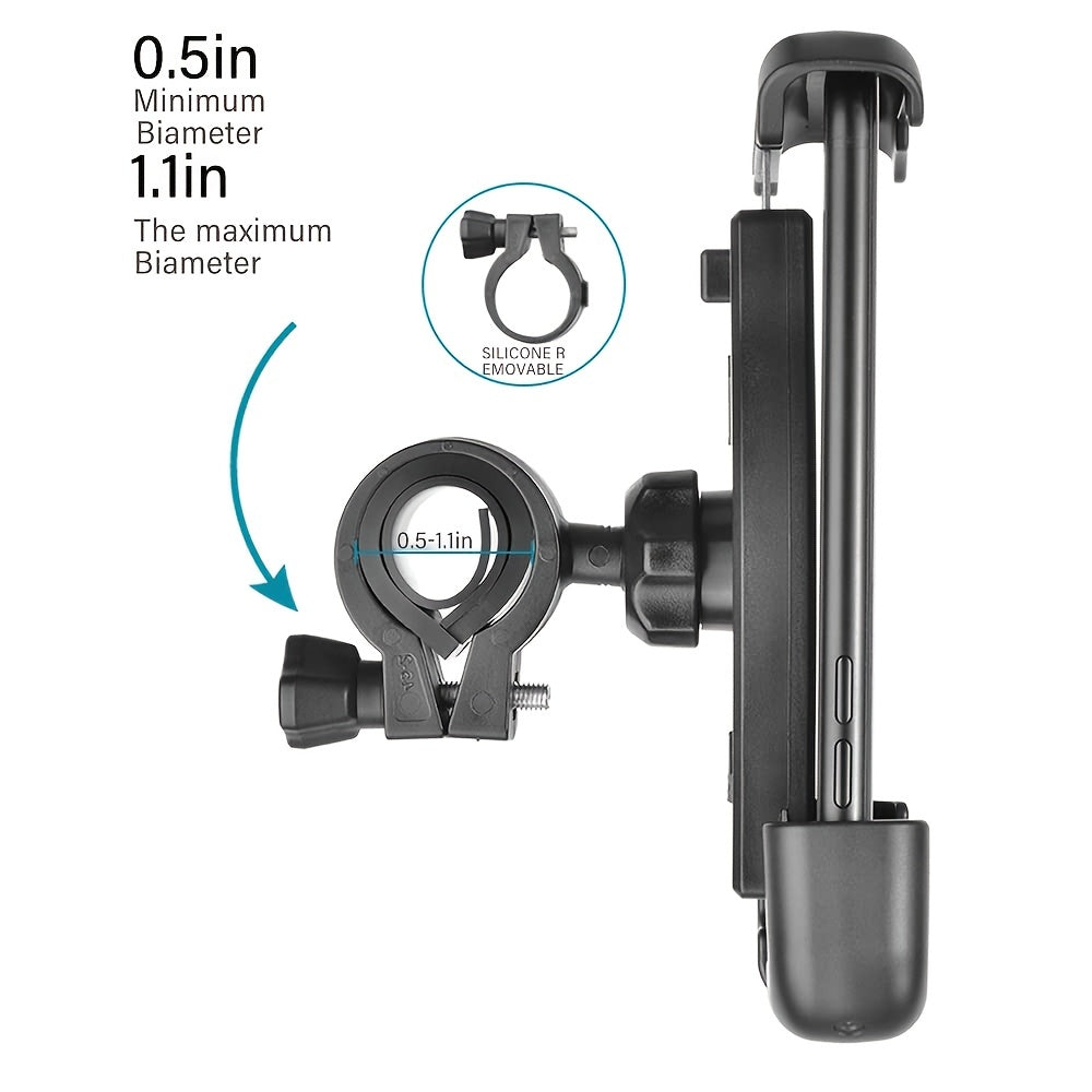 Universal Adjustable Bike Motorcycle Phone Mount Durable ABS Handlebar Clamp for 11.94-17.27cm Smartphones