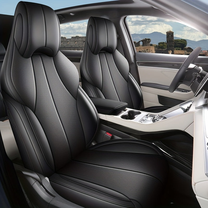 5-Seat Car Seat Covers Leather Full-Set Sporty Durable Easy Clean All-Season