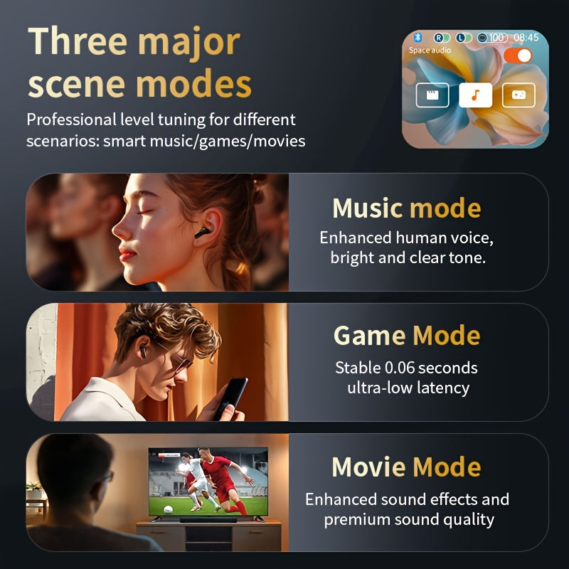 Wireless Touch Screen Headphones with Microphone and Noise Cancellation for Sports Gaming and DJ