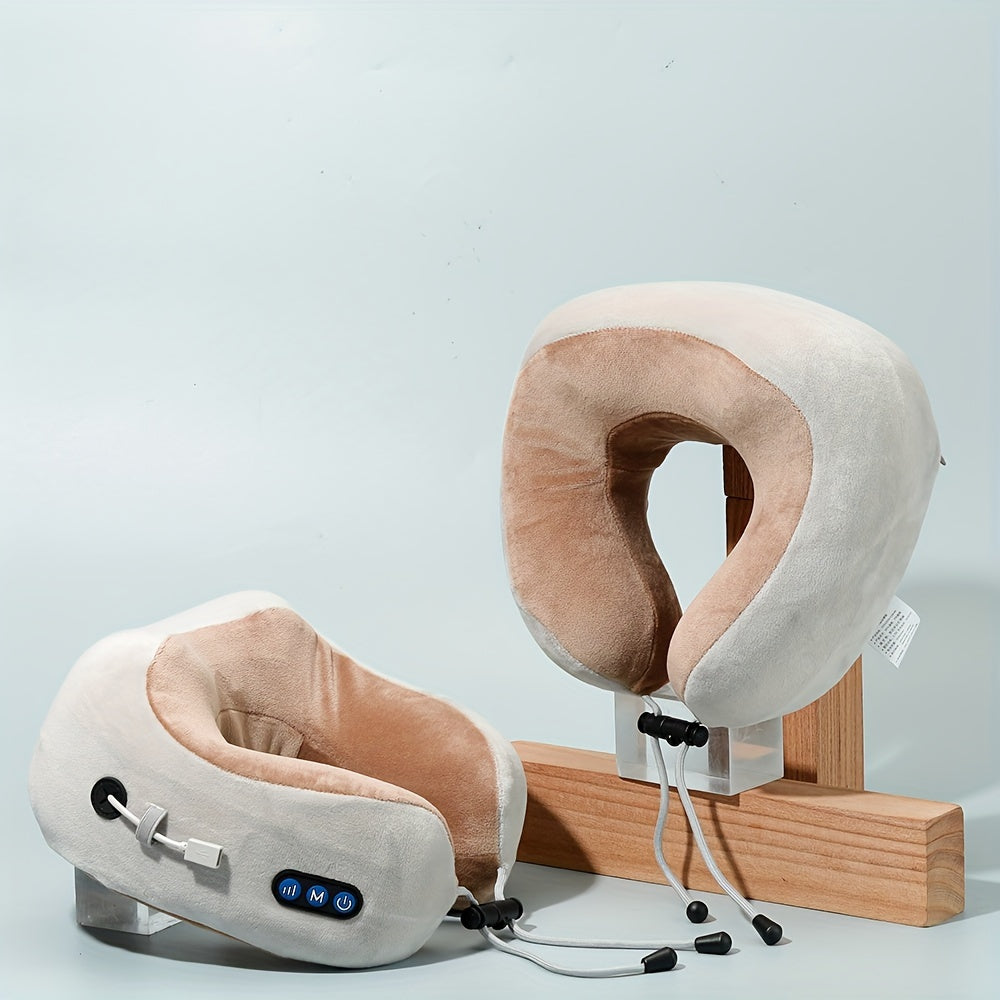 Masajeador de cuello en forma de U con espuma viscoelástica y batería recargable por USB