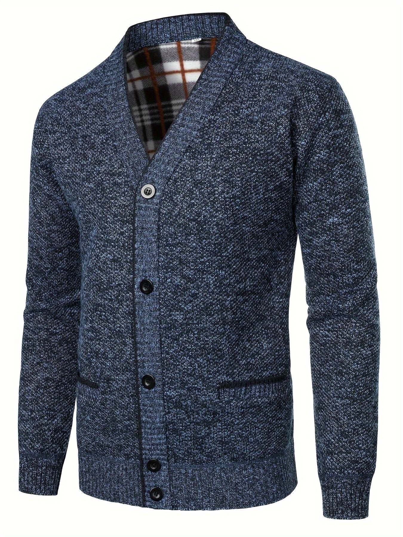 Men's Plus-Size Knit Cardigan V-Neck Long Sleeve Casual Fall Winter