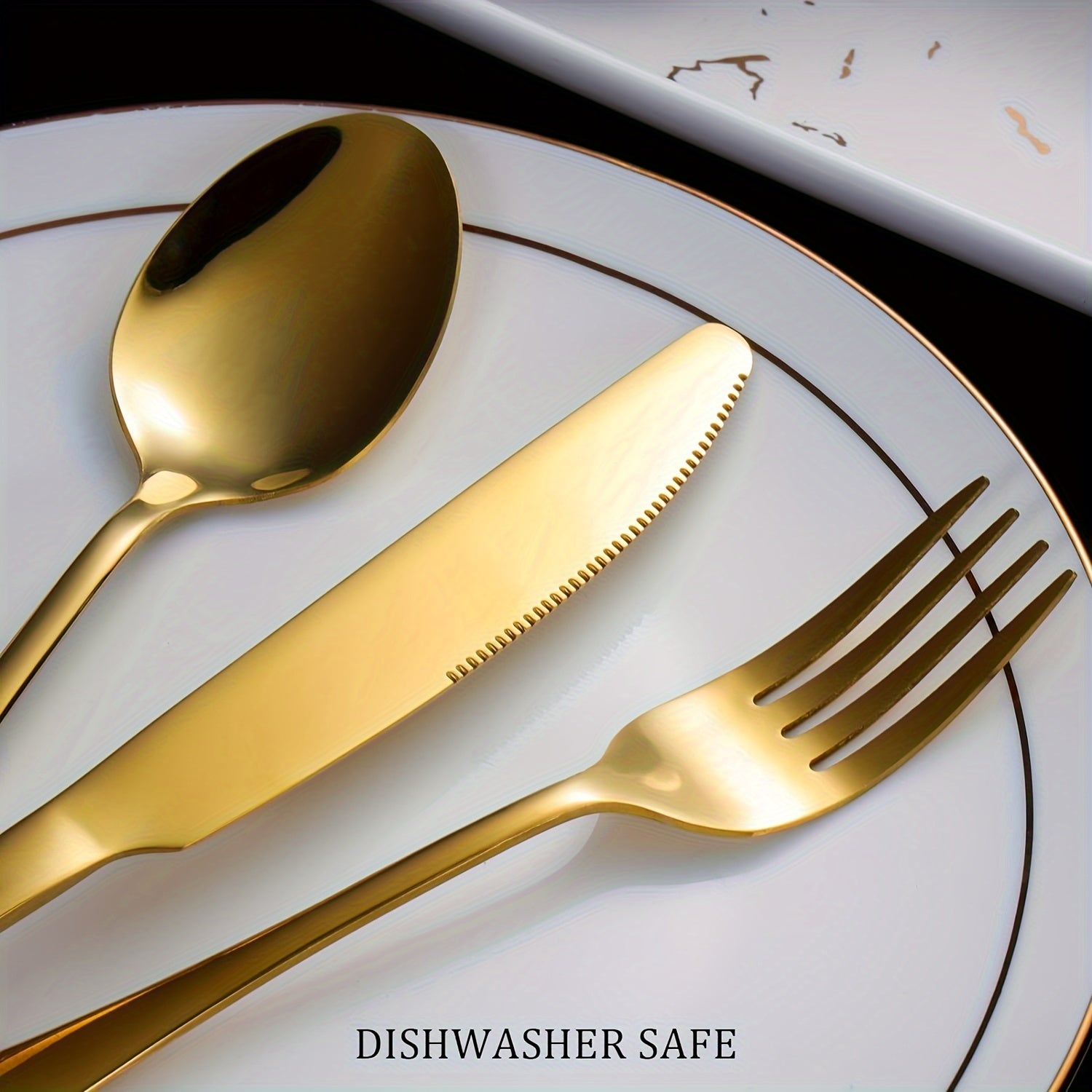 Set of 40/60 Stainless Steel Cutlery Gold Finish Mirror Polished Dishwasher Safe for Special Occasions