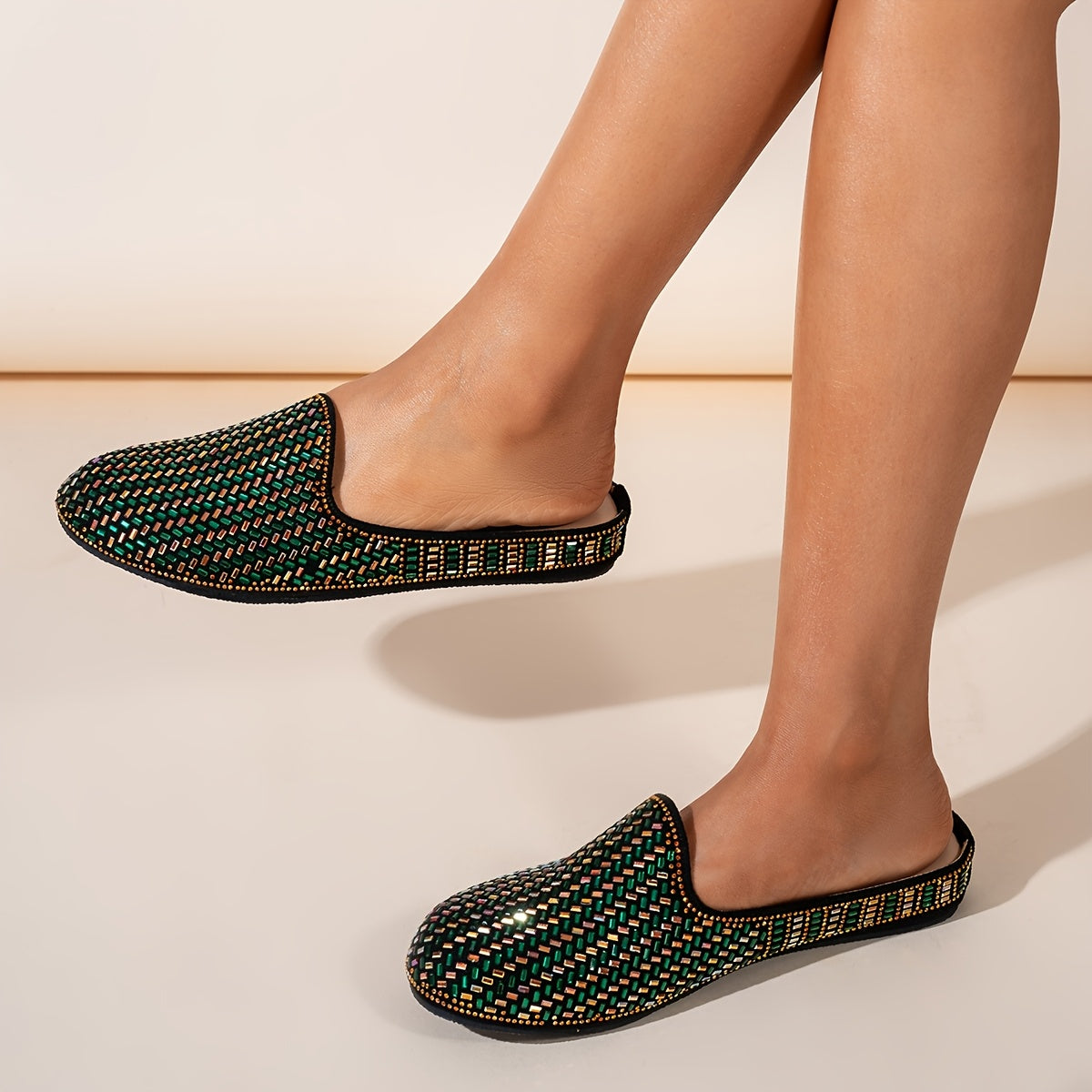 Women Geometric Rhinestone Slip-On Flats Comfortable Casual Shoes