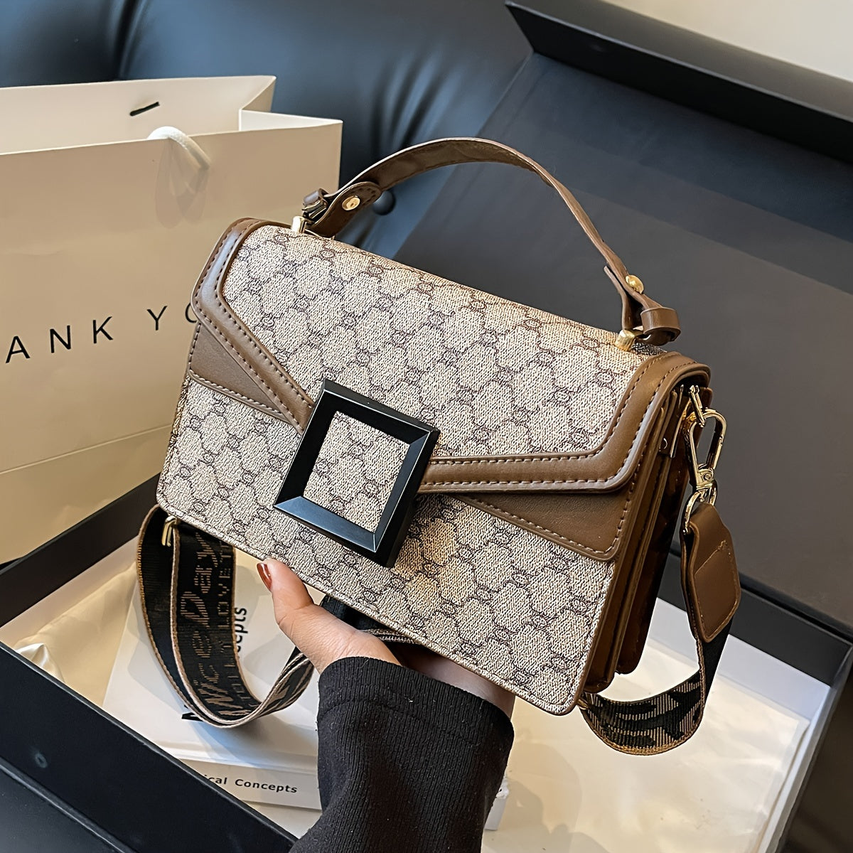 Мини-сумка-квадрат на плечо для женщин, геометрическая, из текстурированного PU, с верхней ручкой, белая, серая, кофейная