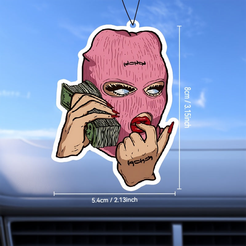Pink Mask Car Air Freshener Hanging Decoration for Rearview Mirror