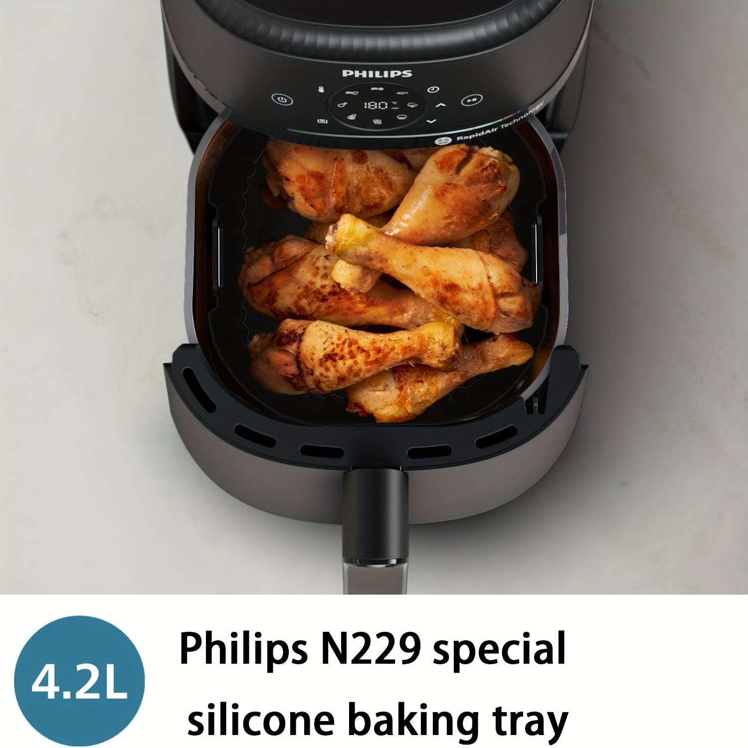 1/2 Черная силиконовая форма для выпечки для аэрогриля, совместима с моделью Philips NA229, антипригарная, легко очищается в аэрогрилях, духовках и микроволновых печах.