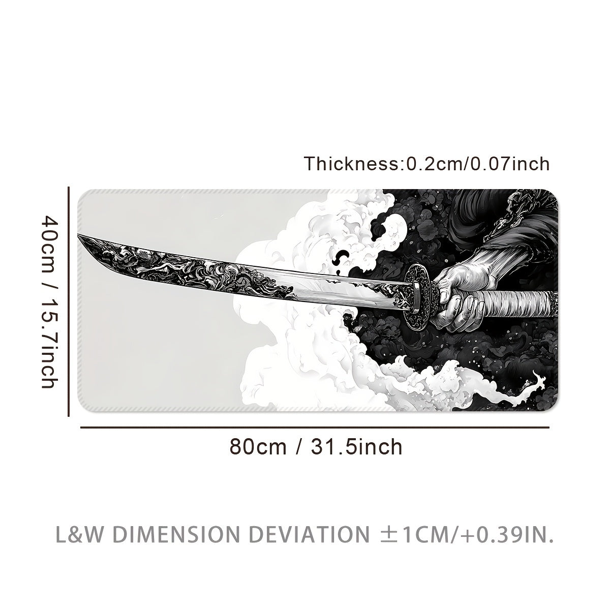 XL Gaming Mouse Pad Oblong with Sword Design Non-Slip Washable for eSports and Office