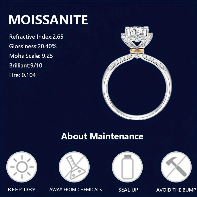 Silver Wedding Ring 1ct Niche Design with Gift Box