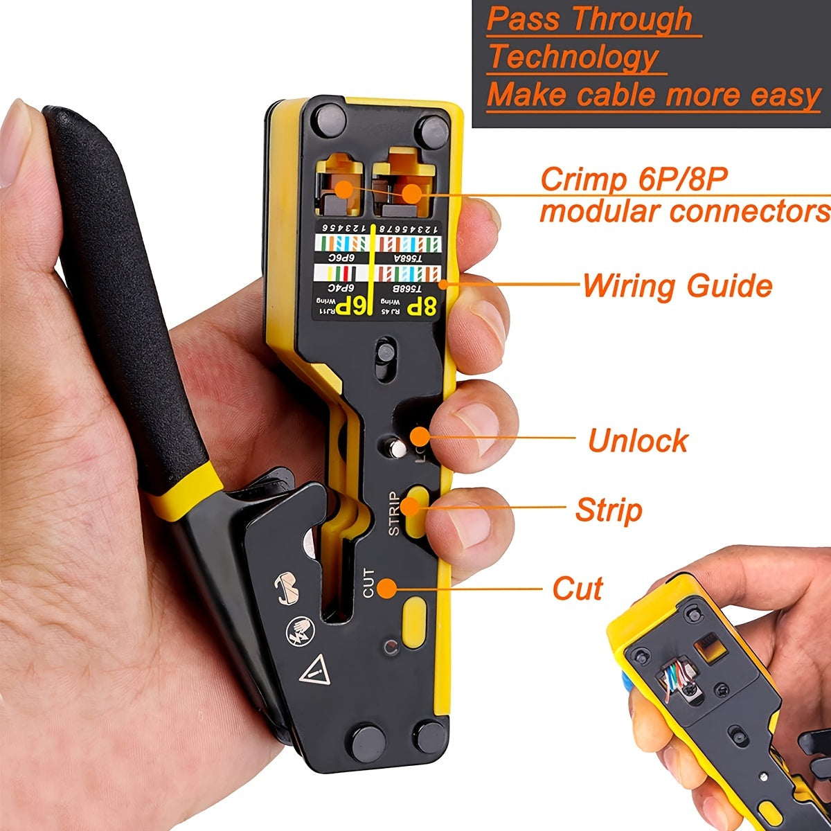 Ratcheting Data Cable Crimping Tool for RJ11 RJ12 RJ45 Connectors