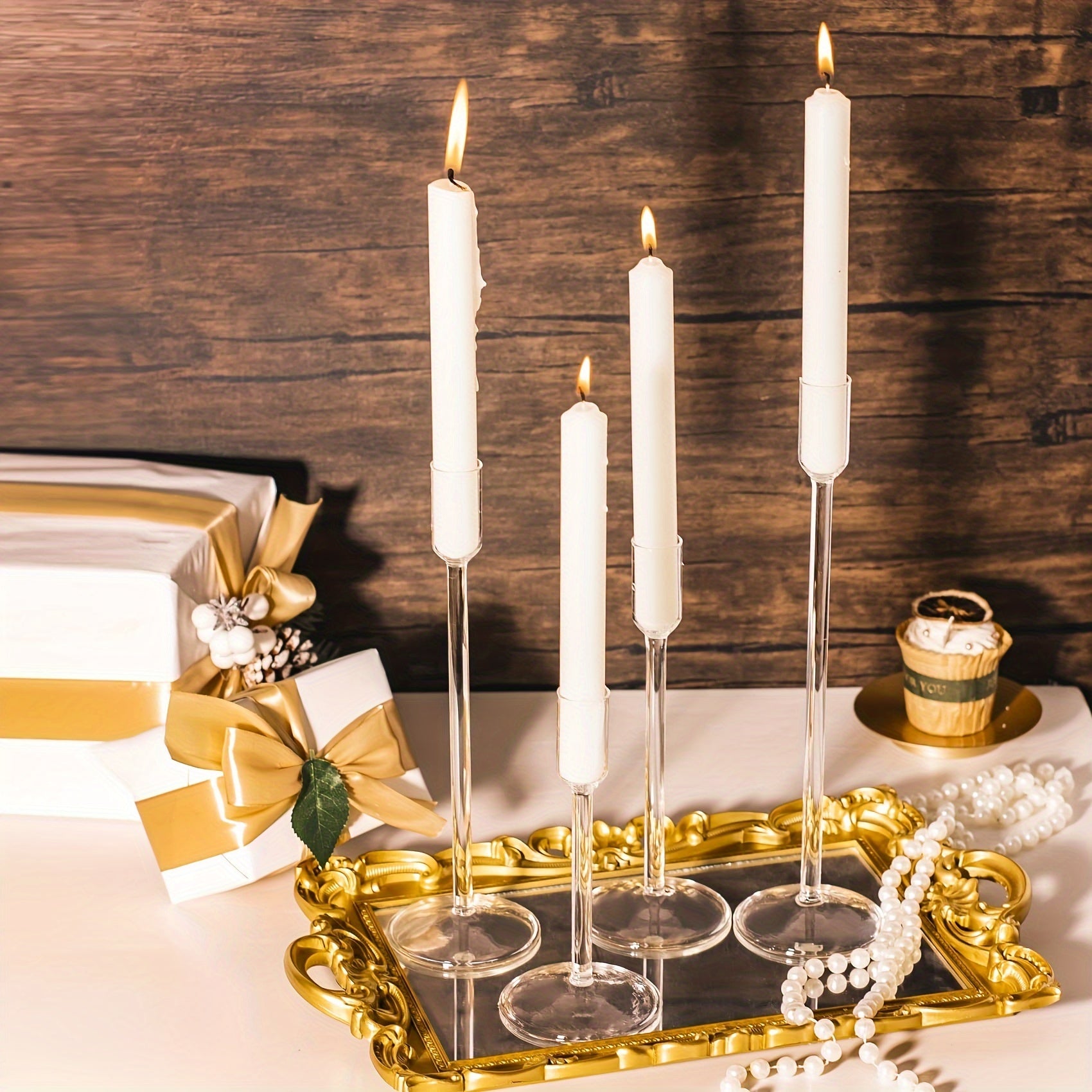 Glass Taper Candle Holders for Christmas Parties Weddings Table Centerpieces