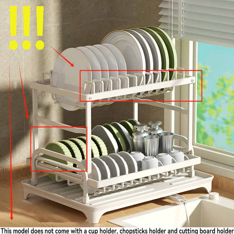 Large Metal 2-Layer Dish Drying Rack with Drain Board and Accessories