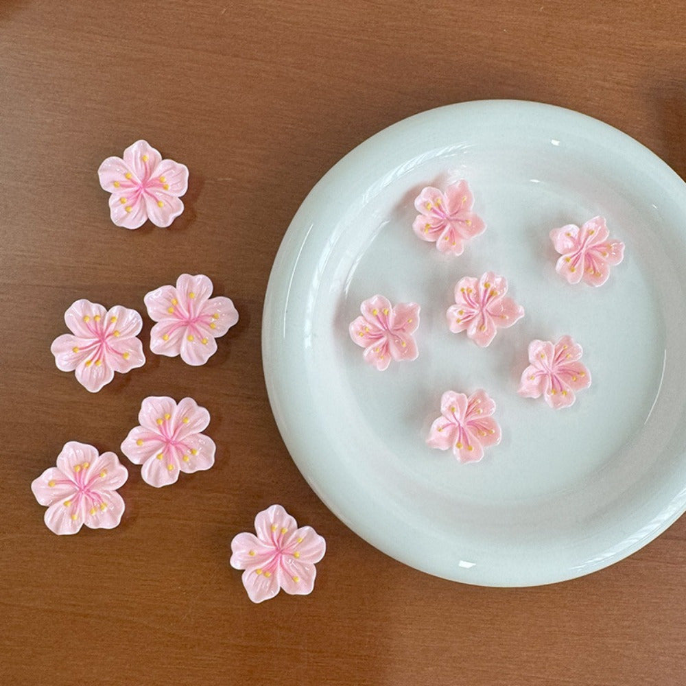 Unisex ABS Resin Cherry Blossom Shoe Decoration Set for Shoes and Bags