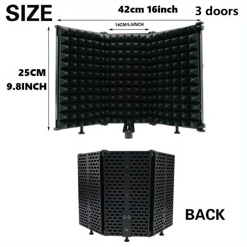 Escudo de aislamiento para micrófono de estudio, cortaviento de algodón, absorbente de sonido para grabación