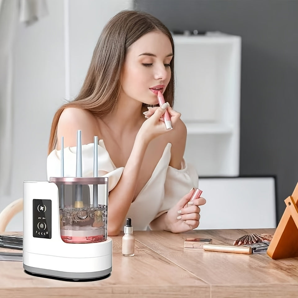 Electric Makeup Brush Cleaner with Quick Drying Timer USB Rechargeable Wet and Dry Separation