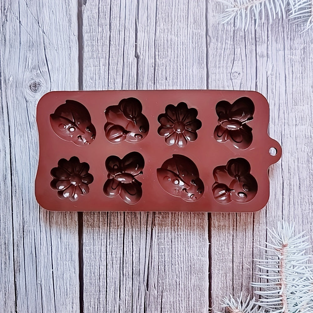 Silicone Mold 8 Cavities Butterfly and Insect Shapes for Cake Decoration and Candy Making