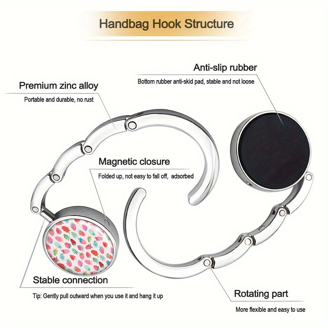 Foldable Pink Metal Purse Hanger for Travel and Gifts