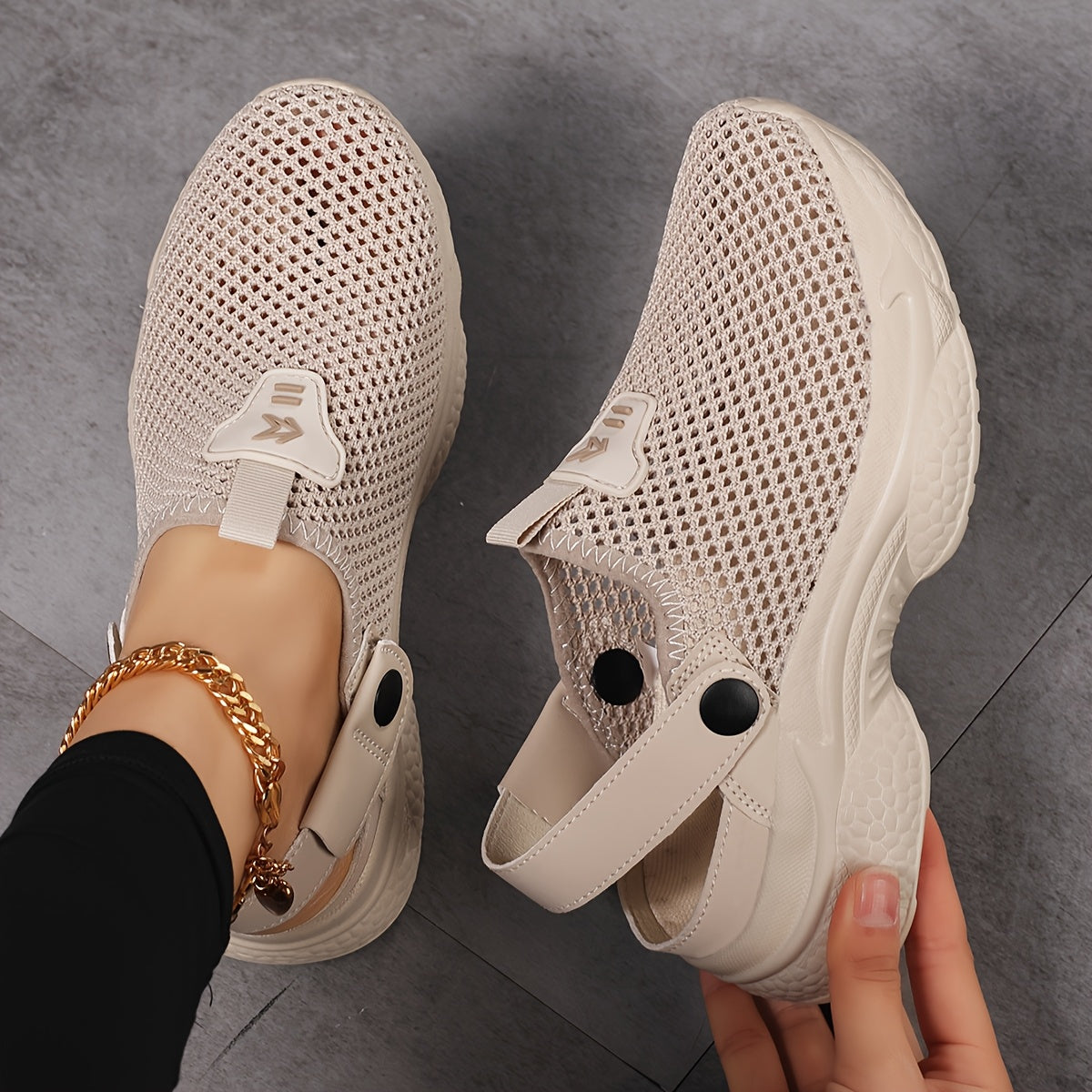 Ayollar uchun nafas oladigan tikuvsiz sport poyabzali, engil, kundalik, tez kiyinadigan, yozgi poyabzal