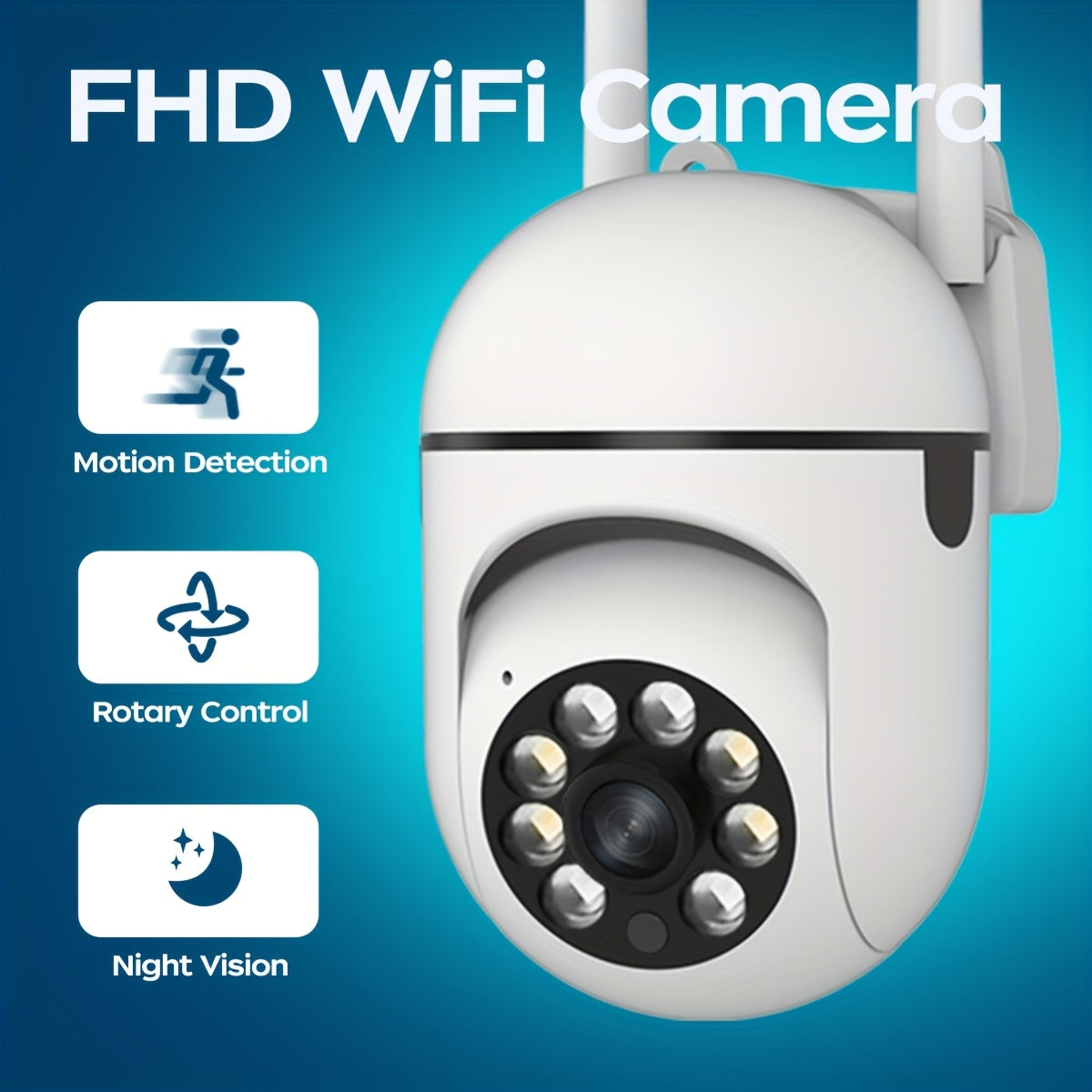1080P FHD Wireless Security Camera with Pan Tilt Zoom Night Vision Motion Alerts Indoor