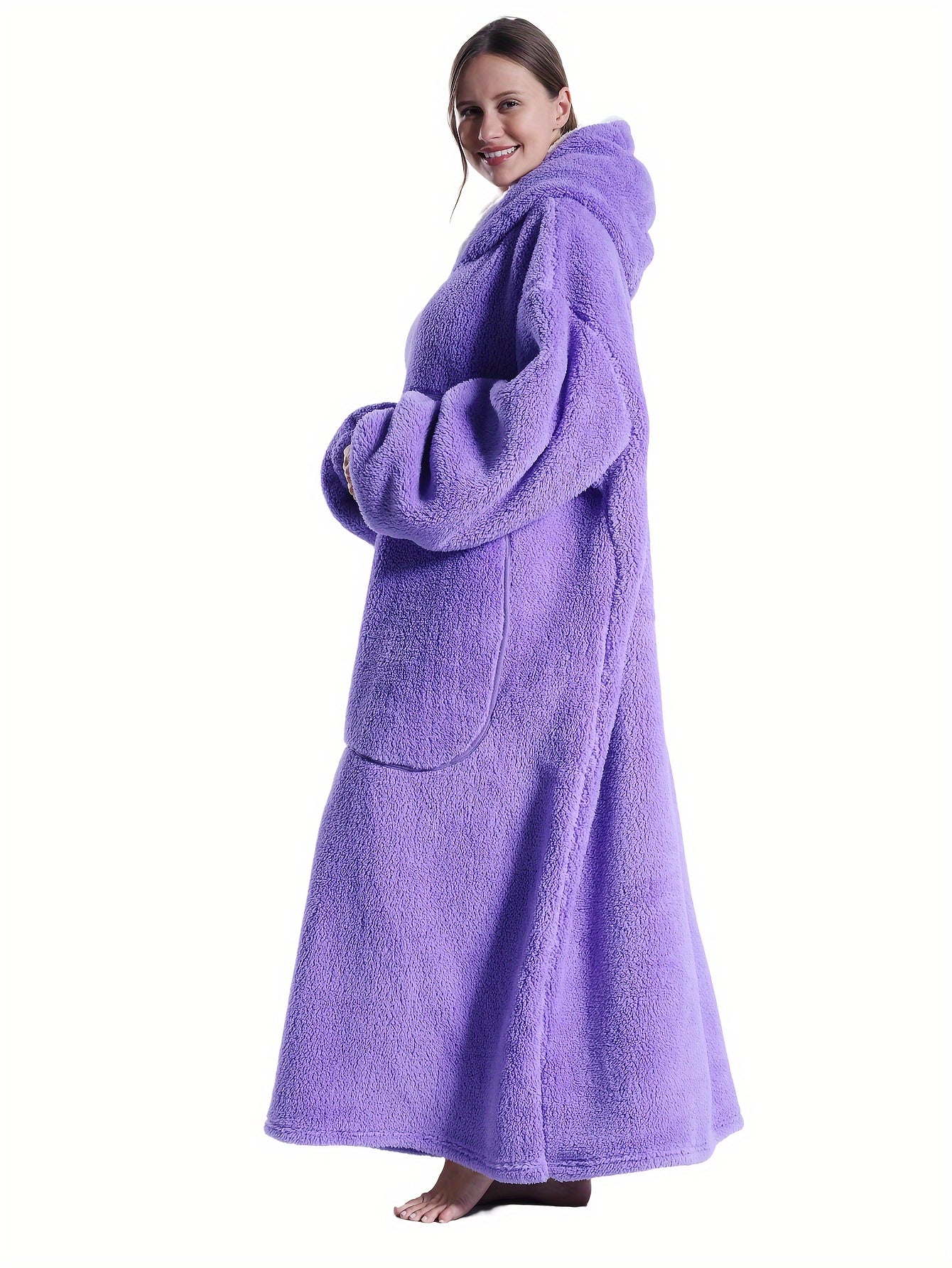 Bata de felpa con capucha para mujer, rosa, para ocio, invierno, interior y exterior