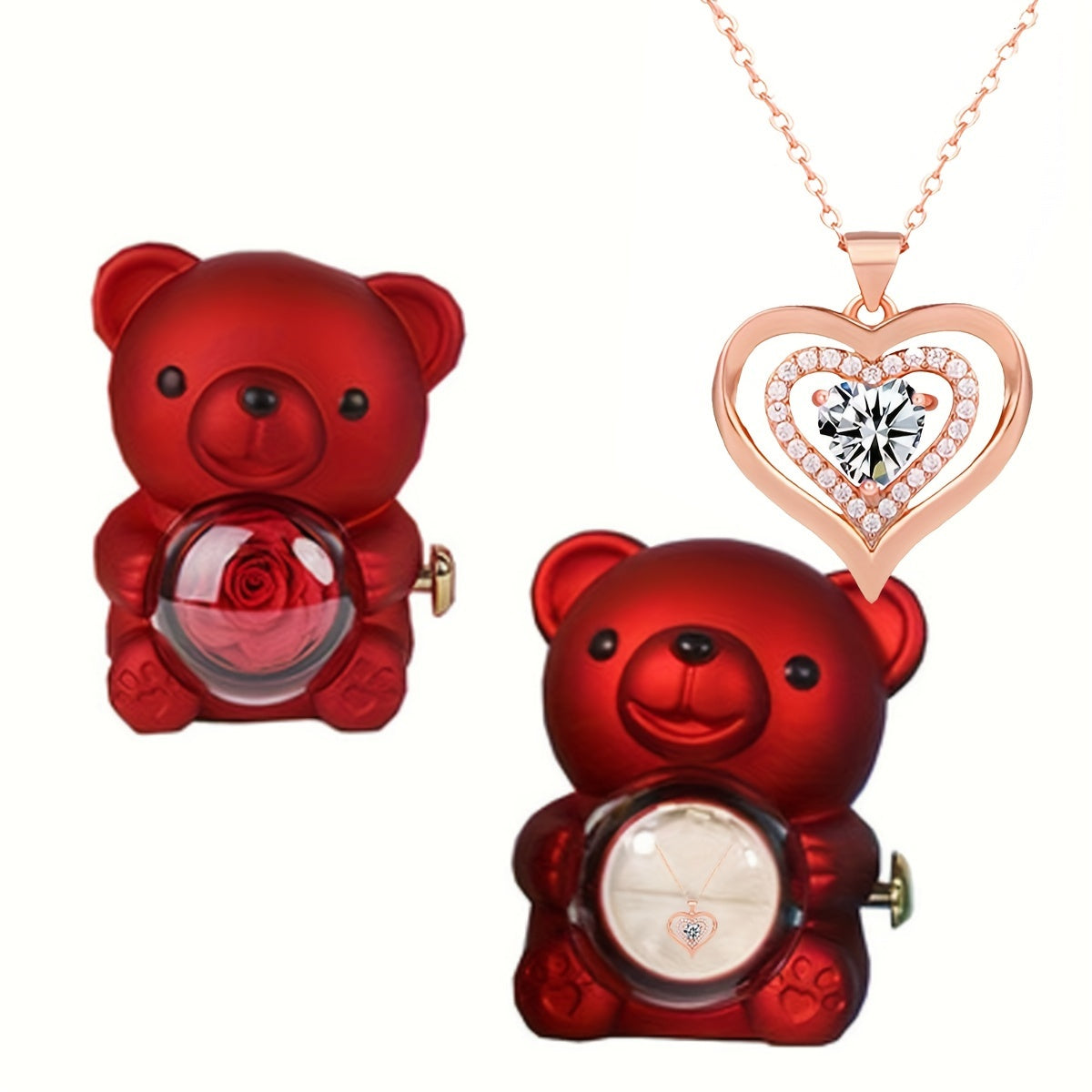 Abadiy sevgi sovg'asini bering, bizning Ikki Yurakli Olmos Pendanti bilan to'ldirilgan Rose Gift Box - Ona, Xotin, Qiz, Do'st uchun ideal zargarlik. Rojdestvo, Sevishganlar kuni, Yubileylar, Onalar kuni, Tug'ilgan kunlar, To'ylar va uchun mukammal.