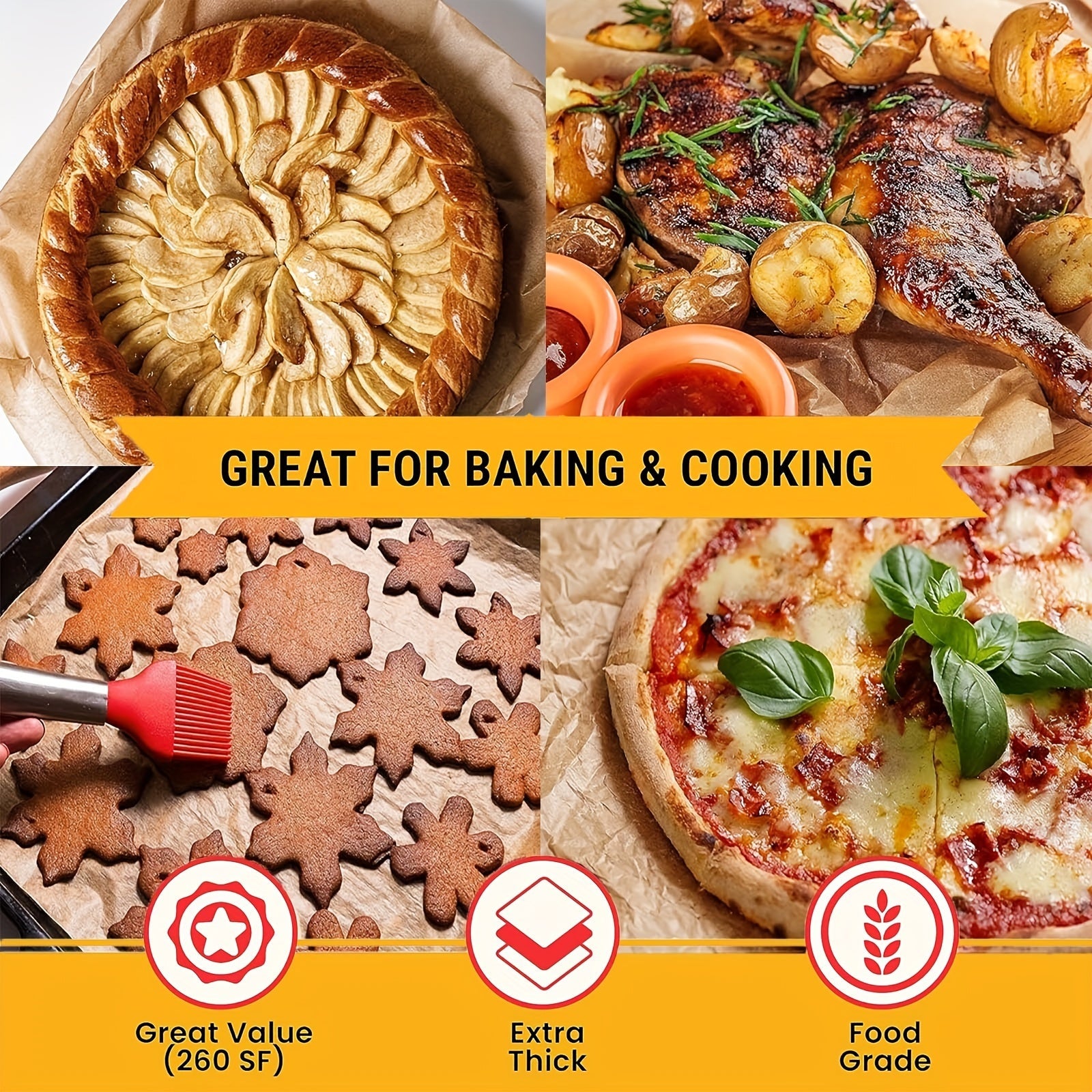 Non-Stick Parchment Paper Roll for Baking Cooking Grilling Air Frying