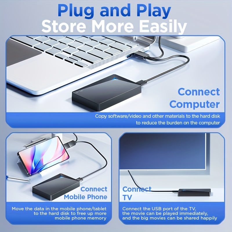 1TB External Portable Hard Drive USB 3.0 Dual Disk Storage Device